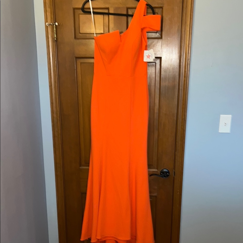 NWT Betsy & Adam Elegant Orange One-Shoulder Dress - Size 10 (Never Worn)